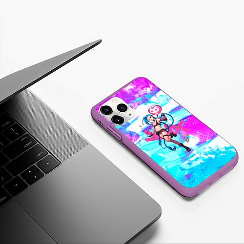 Чехол iPhone 11 Pro матовый JINX ДЖИНКС NEON / 3D-Фиолетовый – фото 3