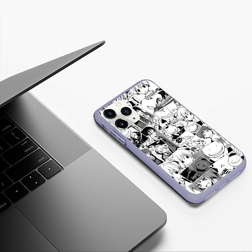 Чехол iPhone 11 Pro матовый Ansatsu kyoshitsu pattern / 3D-Светло-сиреневый – фото 3