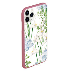 Чехол iPhone 11 Pro матовый Цветы Утонченные и Яркие, цвет: 3D-малиновый — фото 2