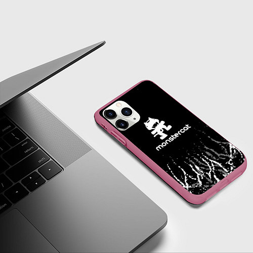 Чехол iPhone 11 Pro матовый Monstercat / 3D-Малиновый – фото 3