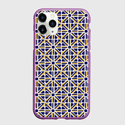 Чехол iPhone 11 Pro матовый УЗОР ГЕОМЕТРИЧЕСКИЙ ЖЕЛТЫЙ СИНИЙ, цвет: 3D-фиолетовый