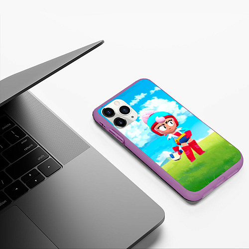 Чехол iPhone 11 Pro матовый JANET BRAWLSTARS ДЖАНЕТ / 3D-Фиолетовый – фото 3