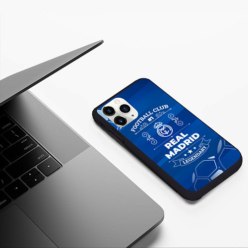 Чехол iPhone 11 Pro матовый Real Madrid FC 1 / 3D-Черный – фото 3