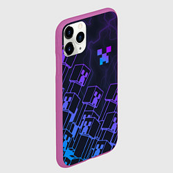 Чехол iPhone 11 Pro матовый Minecraft CREEPER NEON, цвет: 3D-фиолетовый — фото 2