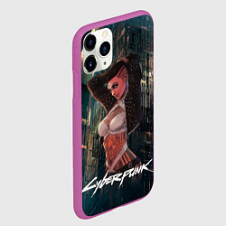 Чехол iPhone 11 Pro матовый VI ВИ CYBERPUNK2077, цвет: 3D-фиолетовый — фото 2