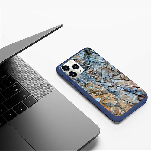 Чехол iPhone 11 Pro матовый Скала Текстура / 3D-Тёмно-синий – фото 3