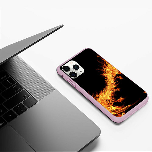 Чехол iPhone 11 Pro матовый Огонь Стихия / 3D-Розовый – фото 3