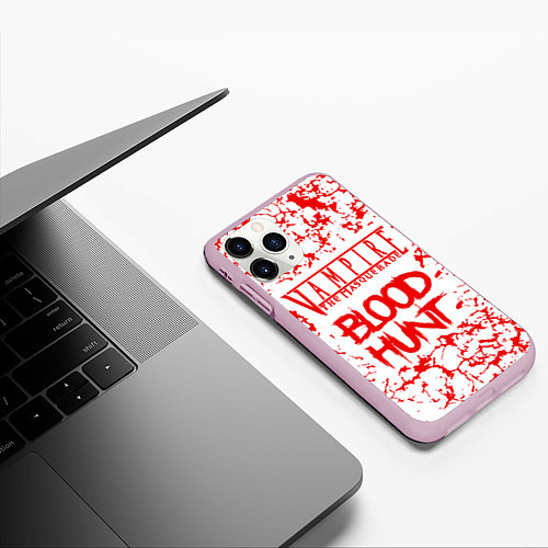Чехол iPhone 11 Pro матовый Vampire The Masquerade Bloodhunt, лого / 3D-Розовый – фото 3
