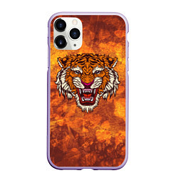 Чехол iPhone 11 Pro матовый Пустынный тигр, цвет: 3D-светло-сиреневый