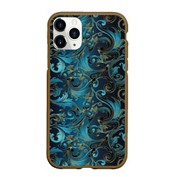 Чехол iPhone 11 Pro матовый Blue Abstract Узоры, цвет: 3D-коричневый