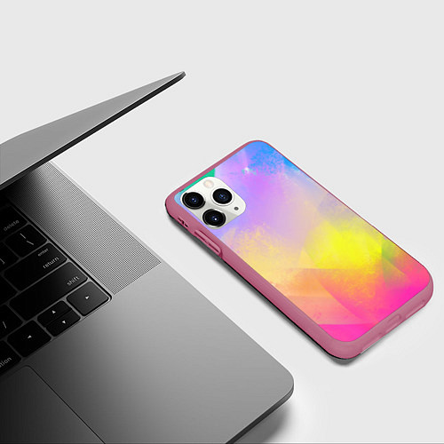 Чехол iPhone 11 Pro матовый Красочный неон / 3D-Малиновый – фото 3