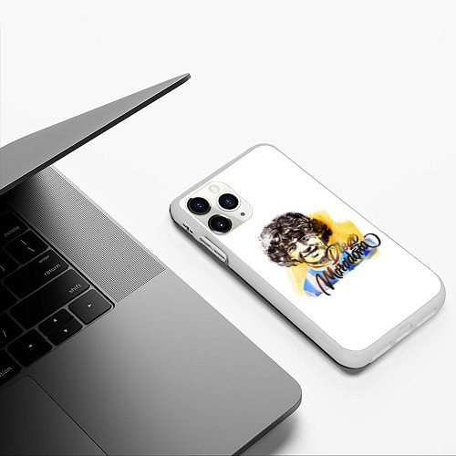 Чехол iPhone 11 Pro матовый Диего футболист / 3D-Белый – фото 3