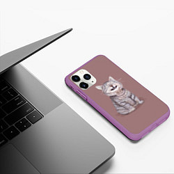 Чехол iPhone 11 Pro матовый Недовольный котик Disgruntled cat, цвет: 3D-фиолетовый — фото 2