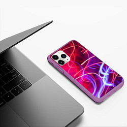 Чехол iPhone 11 Pro матовый Неоновые огни Абстракция, цвет: 3D-фиолетовый — фото 2