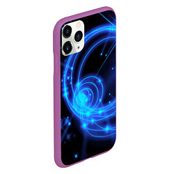 Чехол iPhone 11 Pro матовый Неоновый космос Neon space, цвет: 3D-фиолетовый — фото 2