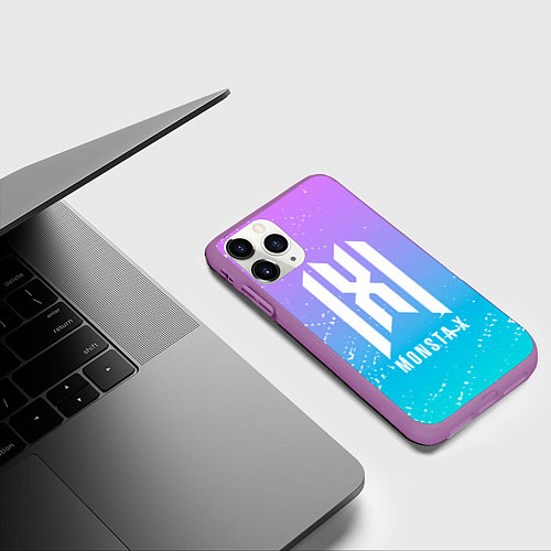 Чехол iPhone 11 Pro матовый Monsta x neon / 3D-Фиолетовый – фото 3