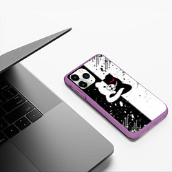 Чехол iPhone 11 Pro матовый Monokuma брызги, цвет: 3D-фиолетовый — фото 2