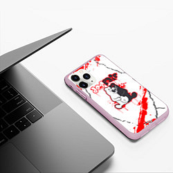 Чехол iPhone 11 Pro матовый Monokuma Трещины, цвет: 3D-розовый — фото 2