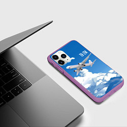 Чехол iPhone 11 Pro матовый Самолет Ту-214, цвет: 3D-фиолетовый — фото 2