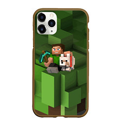 Чехол iPhone 11 Pro матовый Minecraft Heroes Video game, цвет: 3D-коричневый