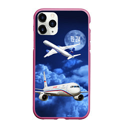 Чехол iPhone 11 Pro матовый Пассажирский самолет Ту-214, цвет: 3D-малиновый