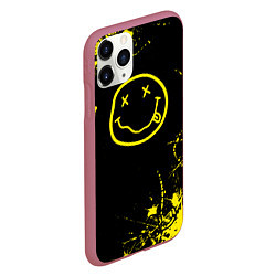 Чехол iPhone 11 Pro матовый Nirvana texture смайл, цвет: 3D-малиновый — фото 2