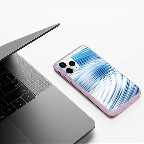 Чехол iPhone 11 Pro матовый Круги на воде Океан Wave / 3D-Розовый – фото 3