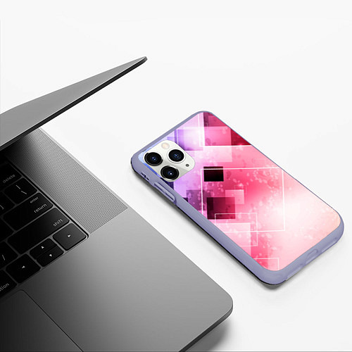 Чехол iPhone 11 Pro матовый Розово-голубая абстрактная геометрия / 3D-Светло-сиреневый – фото 3