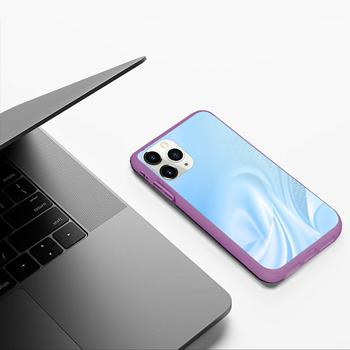 Чехол iPhone 11 Pro матовый Голубые завихрения / 3D-Фиолетовый – фото 3