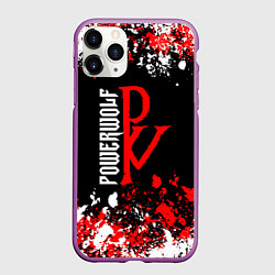 Чехол iPhone 11 Pro матовый Powerwolf брызги красок, цвет: 3D-фиолетовый