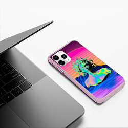 Чехол iPhone 11 Pro матовый Gorgon Medusa Vaporwave Neon Mountains, цвет: 3D-розовый — фото 2