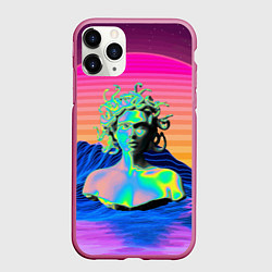 Чехол iPhone 11 Pro матовый Gorgon Medusa Vaporwave Neon Mountains, цвет: 3D-малиновый