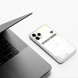 Чехол iPhone 11 Pro матовый RUSSIAN EMPIRE - ГЕРБ Гранж FS, цвет: 3D-белый — фото 2