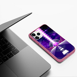 Чехол iPhone 11 Pro матовый Vaporwave Neon Space, цвет: 3D-малиновый — фото 2