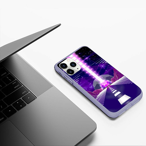 Чехол iPhone 11 Pro матовый Vaporwave Neon Space / 3D-Светло-сиреневый – фото 3