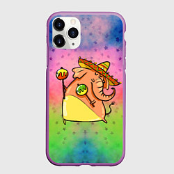 Чехол iPhone 11 Pro матовый Мексиканский веселый слон, цвет: 3D-фиолетовый