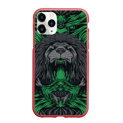 Чехол iPhone 11 Pro матовый Царь зверей лев, цвет: 3D-красный