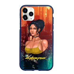 Чехол iPhone 11 Pro матовый Панам рисунок Cyberpunk 2077, цвет: 3D-тёмно-синий