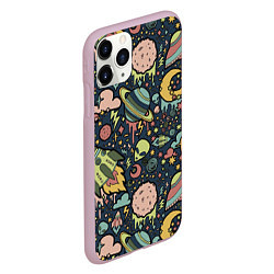 Чехол iPhone 11 Pro матовый Космос планеты, цвет: 3D-розовый — фото 2