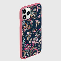Чехол iPhone 11 Pro матовый Холодная хохлома, цвет: 3D-малиновый — фото 2