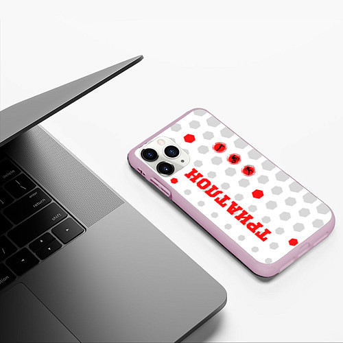 Чехол iPhone 11 Pro матовый ТРИАТЛОН - ТРОЕБОРЬЕ / 3D-Розовый – фото 3
