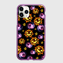Чехол iPhone 11 Pro матовый Five Nights at Freddys: Security Breach Луна и Сол, цвет: 3D-фиолетовый