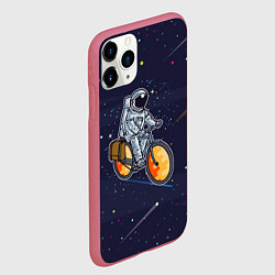 Чехол iPhone 11 Pro матовый Космонавт на велосипеде, цвет: 3D-малиновый — фото 2