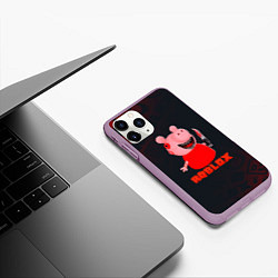 Чехол iPhone 11 Pro матовый ROBLOX - СВИНКА ПИГГИ, цвет: 3D-сиреневый — фото 2