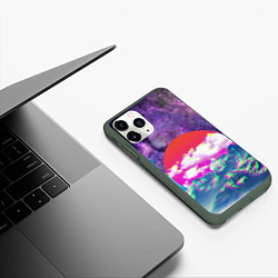 Чехол iPhone 11 Pro матовый Закат красного солнца Импрессионизм Горы Neon, цвет: 3D-темно-зеленый — фото 2