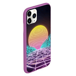 Чехол iPhone 11 Pro матовый Vaporwave Закат солнца в горах Neon, цвет: 3D-фиолетовый — фото 2