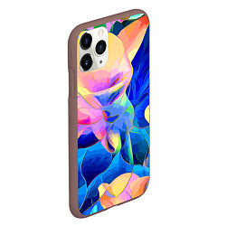 Чехол iPhone 11 Pro матовый Цветочный красочный паттерн, цвет: 3D-коричневый — фото 2