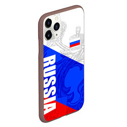 Чехол iPhone 11 Pro матовый RUSSIA - SPORTWEAR - ТРИКОЛОР, цвет: 3D-коричневый — фото 2
