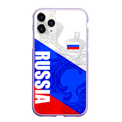 Чехол iPhone 11 Pro матовый RUSSIA - SPORTWEAR - ТРИКОЛОР, цвет: 3D-светло-сиреневый