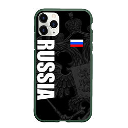 Чехол iPhone 11 Pro матовый RUSSIA - BLACK EDITION, цвет: 3D-темно-зеленый